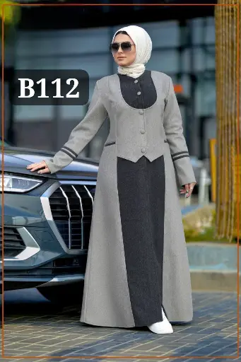 [B112] عبايه 2 لون 5 زرار